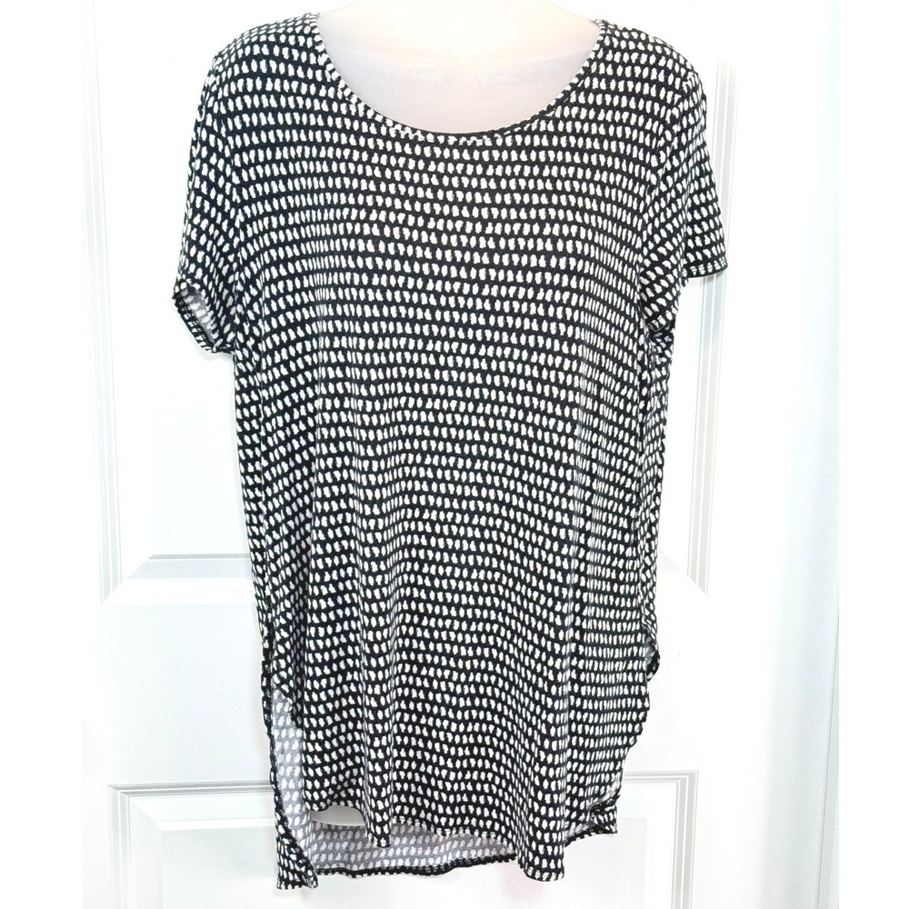 Apt 9 Womens L Black White Geometric Tunic Top‎ Minimalist Career Chic Office
